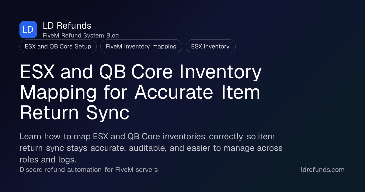 ESX and QB Core Inventory Mapping for Accurate Item Return Sync