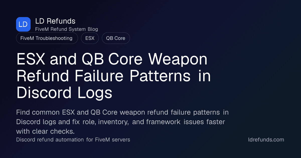 ESX and QB Core Weapon Refund Failure Patterns in Discord Logs