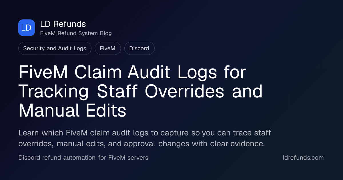FiveM Claim Audit Logs for Tracking Staff Overrides and Manual Edits