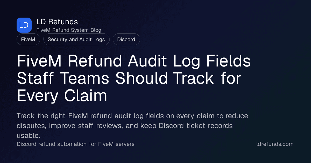 FiveM Refund Audit Log Fields Staff Teams Should Track for Every Claim