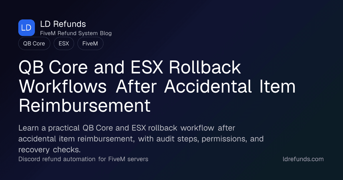 QB Core and ESX Rollback Workflows After Accidental Item Reimbursement