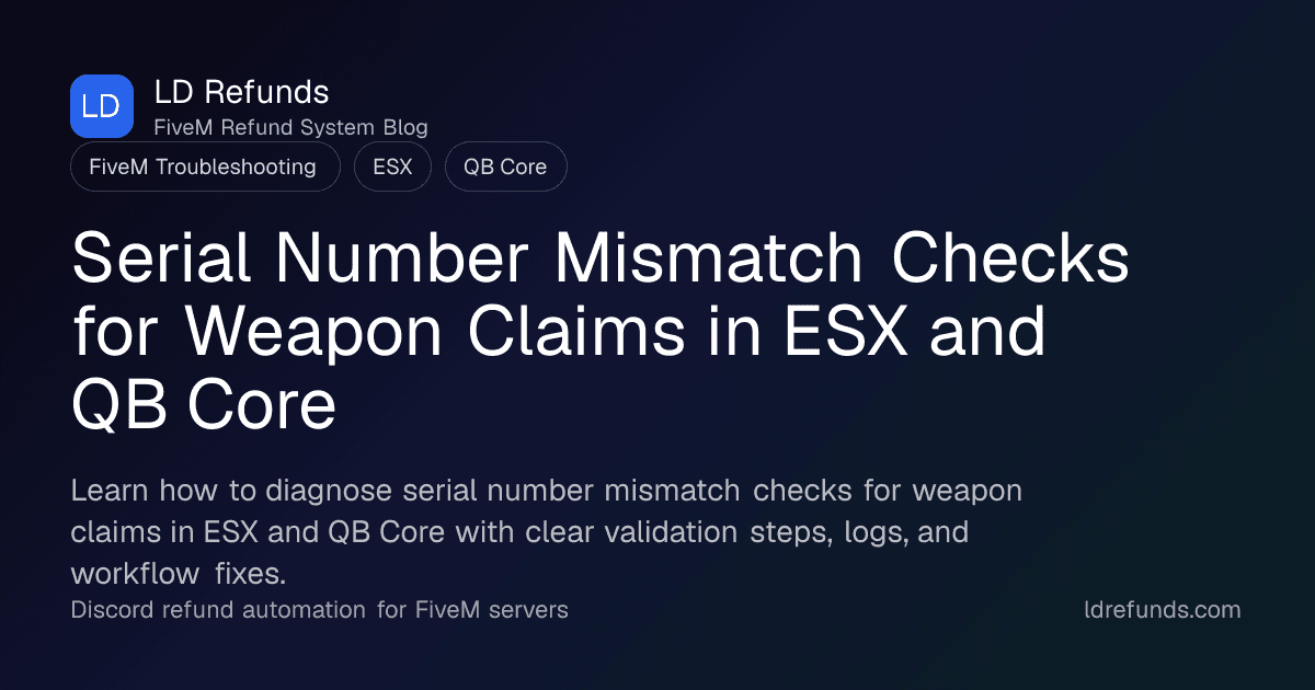 Serial Number Mismatch Checks for Weapon Claims in ESX and QB Core