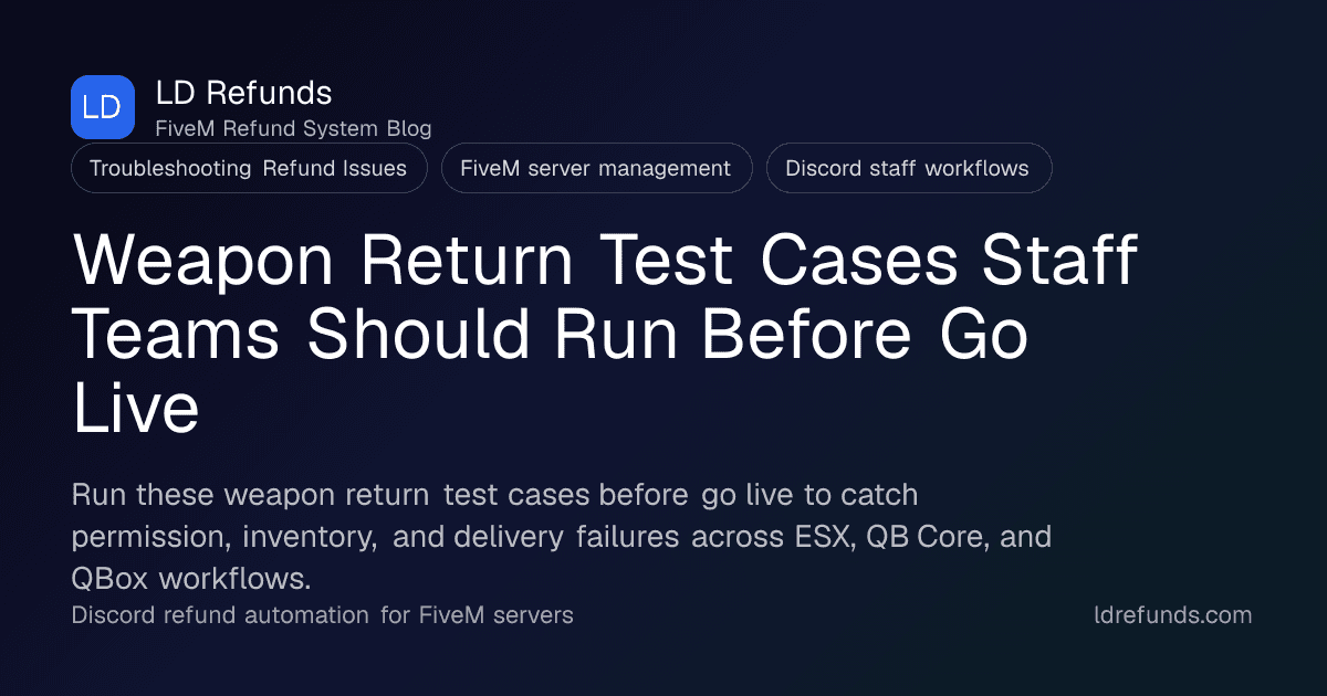 Weapon Return Test Cases Staff Teams Should Run Before Go Live
